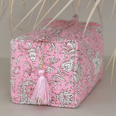 Bolso de baño con estampado de bloques Fez, flor francesa M