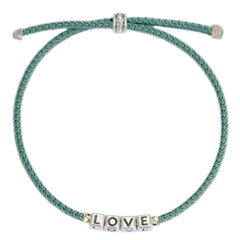 Pulsera del amor plata azul polvoriento