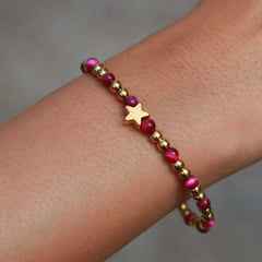 Bracelet Moraira star cerise stone