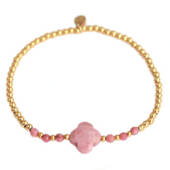 Pulsera facetada trébol rosa viejo