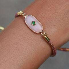 Armband boho stone rozenquartz
