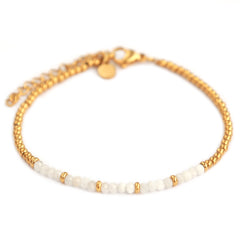 Pulsera de oro facetada blanca