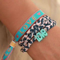 Gewebtes Armband Liebe grün orange