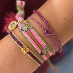 Woven bracelet clover burgundy