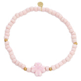 Pulsera piedra trébol rosa claro