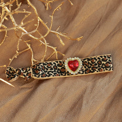 Bracelet leopard rhinestone red