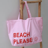 Bolsa de playa de lona, por favor, rosa