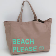 Bolsa de playa de lona Beach Please Taupe