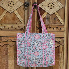 Blockprint schoudertas french blue