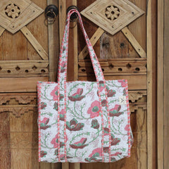 Blockprint schoudertas wit