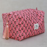 Neceser con estampado de bloques Indian coral