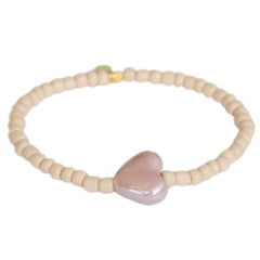 Bracelet pierre coeur beige