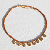 Miyuki necklace with gold coins cognac