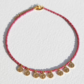 Miyuki necklace with golden coins rose