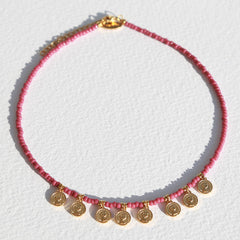 Miyuki necklace with golden coins rose