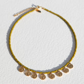 Miyuki necklace with gold coins olive