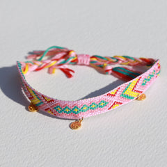 Fußkettchen Baumwolle aztekisch rosa goldene Münze