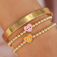 Armband böses Auge rosa Herz Gold