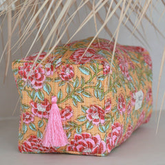 Blockprint toiletry bag Fez summer flower L