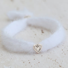 Armband fluffy wit zilver