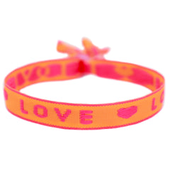 Geweven armbandje love orange