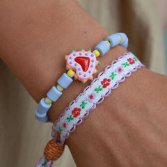 Woven bracelet cotton flower lilac