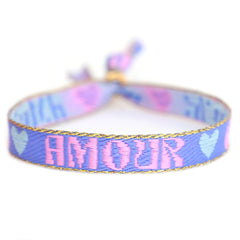 Pulsera tejida azul amor