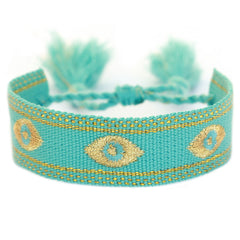 Woven bracelet evil eye turquoise