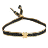 Pulsera tejida trébol negro