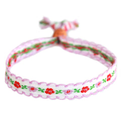 Woven bracelet cotton flower lilac