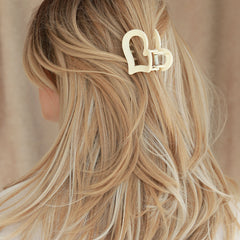 Haarspange mittleres Herz creme