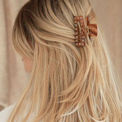 Hair clip straight strass brown