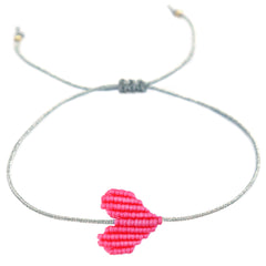 Armband pink heart zilver