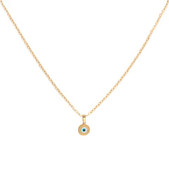 Golden necklace evil eye round