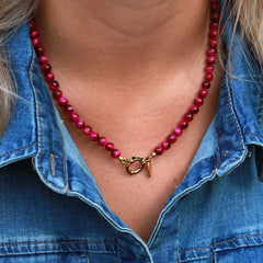 Collier Javea avec pierre cerise
