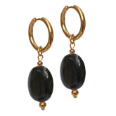 Pendientes de oro pastilla negra
