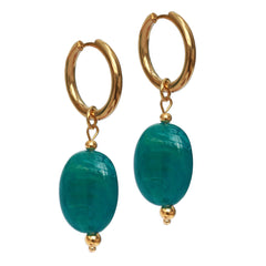 Gouden oorbellen pastille emerald