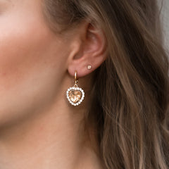 Ohrringe Strass Herz Champagner