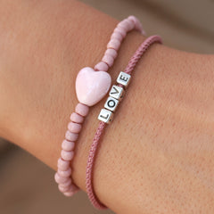 Bracelet stone coeur rosé