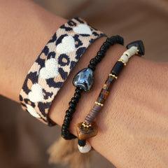 Pulsera piedra corazón negro