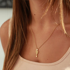 Collier en argent heart key