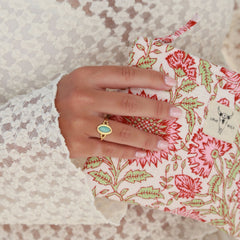 Goldener Ring oval türkis