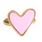 Anillo dorado con lunares y corazón rosa
