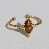 Gold ring twisted Tiger Eye