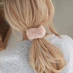 Scrunchie faux fur beige