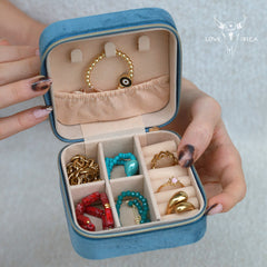 Sieradendoosje velvet blauw