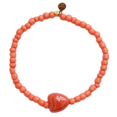Pulsera piedra corazón naranja
