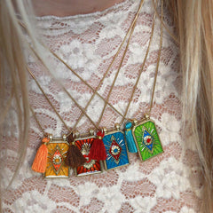 Gouden ketting tableau blue