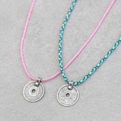 Ketting tibetan amulet blauw/zilver