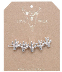 Barrette argentée cactus